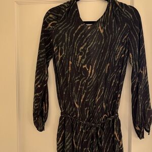 Chic Haute Hippie Black, Olive Green and Tan Jungle Print Jumpsuit